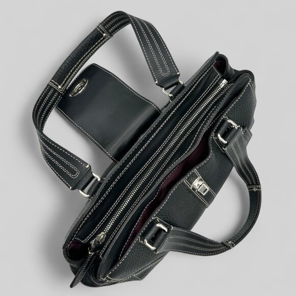 ⭐️SOLD⭐️ Vintage Coach Hampton Black Leather Satchel #F13961 - Picture 10 of 13